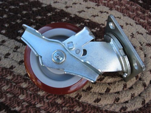 5&#034; x 2&#034; swivel plate caster heavy duty w/ brake and grease fittings. for sale