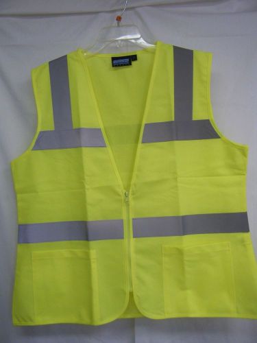 NWT &#034;Girl Power&#034; Ladies Fitted Hi-Visibility Lime Zippered Safety Vest w/pockets