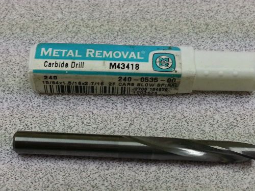 Metal Removal 15/64&#034; Solid Carbide Drill