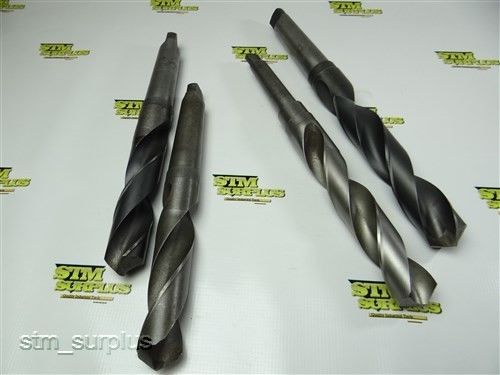Nice lot of 4 hss taper shank twist drills 1-21/64&#034; &amp; 1-15/32&#034; with 2mt &amp; 3mt for sale