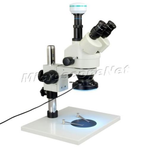 7-45X Zoom Trinocular Stereo Microscope+144 LED Ring Light+2.0M Pixel USB Camera
