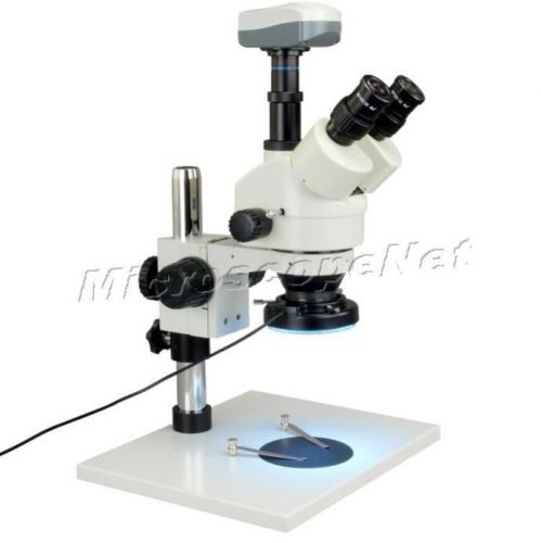 7-45X Zoom Trinocular Stereo Microscope+144 LED Ring Light+5.0M Pixel USB Camera