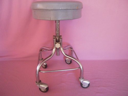 Pedigo chrome gray medical exam room stool adjustable height &amp; wheels for sale