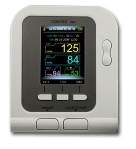 Digital blood pressure monitor contec08a+adult probe,2.8”lcd diaplay of pr,spo2. for sale