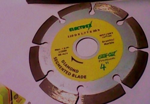 SET OF 5 NEW ELECTREX GRANITE/MARBLE CUTTING BLADE SIZE 4&#034; 110 D X 1.7 T X 20 H