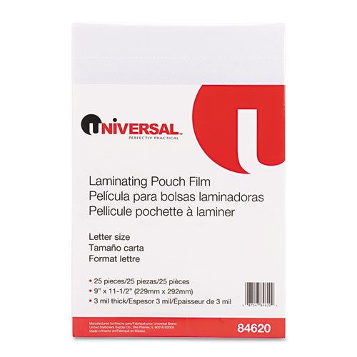 Universal Clear Laminating Pouches, 3 mil, 9 x 11-1/2, 25/Pack, PK - UNV84620