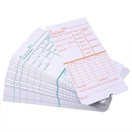 100X Weekly Thermal Time Clock Cards For Attendance Payroll Recorder Timecards