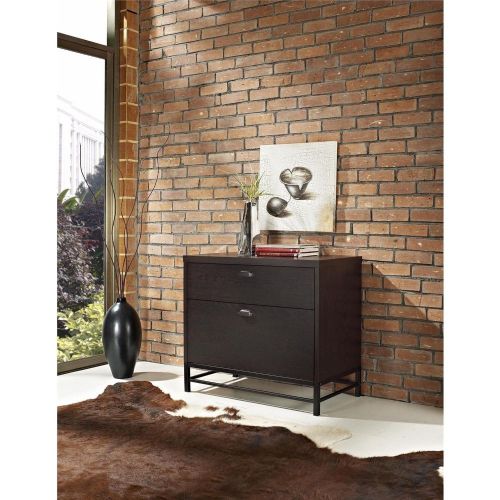 Wood finish file cabinet lateral cabinet two drawer files home office furniture for sale