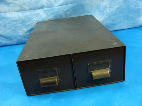 Vintage deco industrial art metal 2 drawer index card catalog file cabinet 1917 for sale