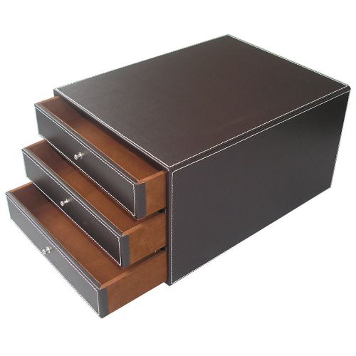 Richblue office faux leather file cabinet desk drawer document holder organizer