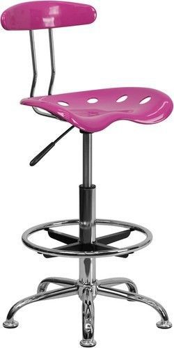 Vibrant Candy Heart &amp; Chrome Drafting Stool w/ Tractor Seat - Kid&#039;s Office Chair