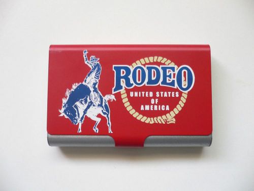 Cowboy RODEO U.S.A. Credit/Business Card Metal Case Holder for ID, Money, etc.
