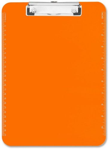 Transparent Plastic Clipboard Flat Clip 1/2&#034; Neon Orange Functional Way