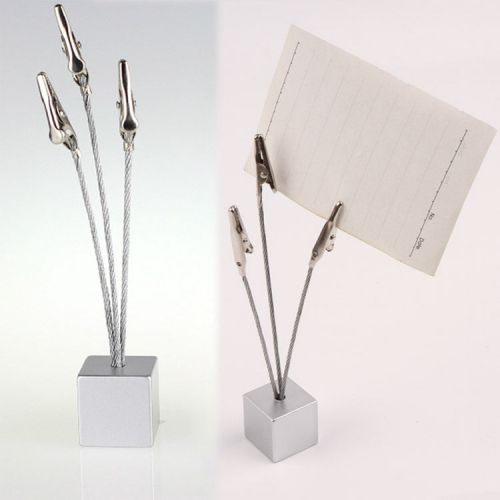 PC 2pcs multi 3 wire silver cube note&amp;card&amp;memo&amp;photo clip holders/paper weight