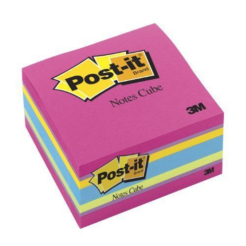 Post-it Bright Colors Memo Cube - Repositionable, Self-adhesive - 3&#034; X (mmm2027)