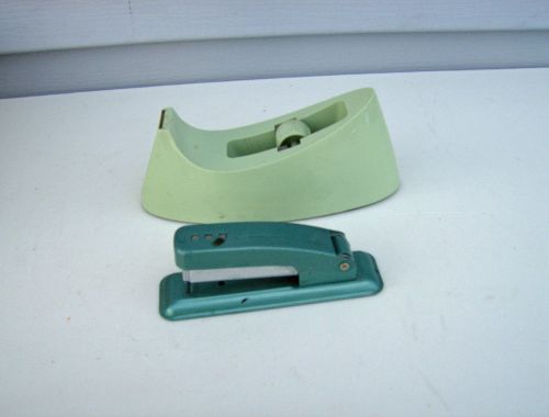 Vintage swingline cub stapler aqua &amp; mint green scotch tape dispenser office for sale
