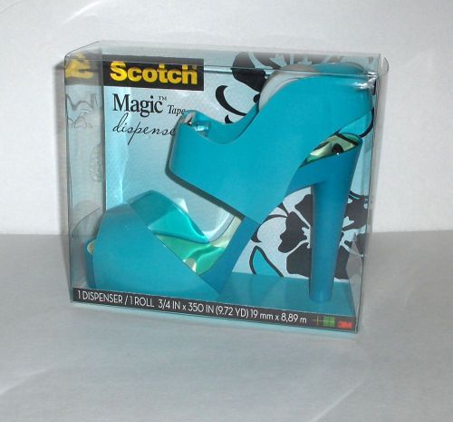Cute! Hi Heel Scotch Tape Dispenser Aqua Stiletto Sandal Shoe with Tape NEW