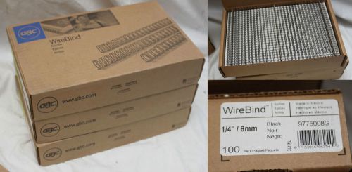 3 boxes ~GBC WireBind Binding Spines, 1/4&#034; Capacity (40 Sheets), Box Of 100 X 3