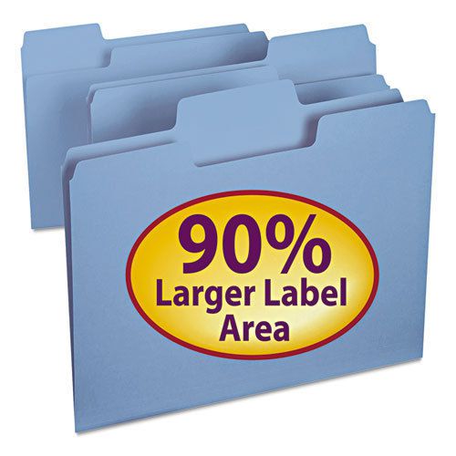 SuperTab Colored File Folders, 1/3 Cut, Letter, Blue, 100/Box