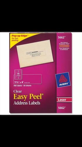 700 Clear Mailing Labels Avery 5662  1 1/3&#034; x 4 1/8&#034; Laser NEW