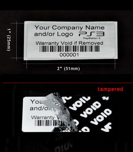 10,000 security labels sticker seals custom print metallic tamper evident 2&#034; x1&#034; for sale