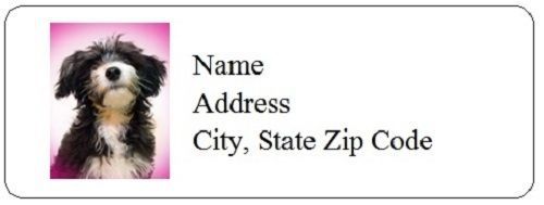 30 Personalized Cute Dog Return Address Labels Gift Favor Tags (dd75)