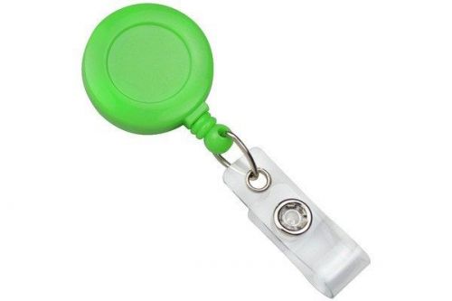 Lot of 25 neon green id holders badge reels belt clip nurse work card pull for sale