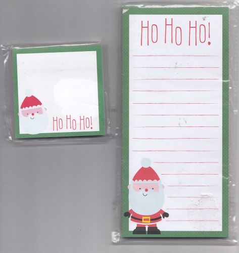 Santa Ho Ho Ho Lined Note List Pad and Sticky Notes Set NEW
