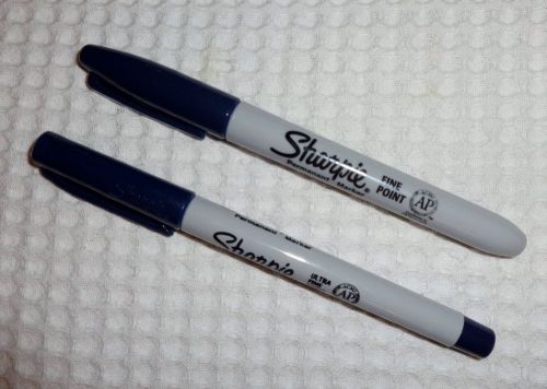 2 sharpie permanent markers -dark blue-gray- 1 ultra fine point &amp; 1 fine point for sale