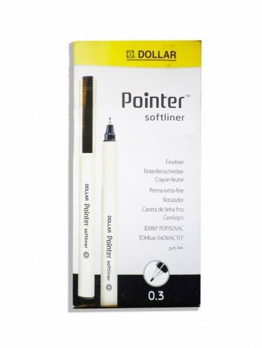 Dollar Pointer Soft-liner Fine-liner Pens-0.3 mm - Black Ink (Pack of 10 Pieces)