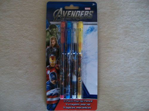 The Avengers Pack Of 4 Pop-Up Pencils, For Ages 3 &amp; Up, BRAND NEW IN PACKAGE!!