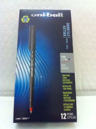 Uni Ball ONYX Roller Ball Pen Micro Point Red 12ct