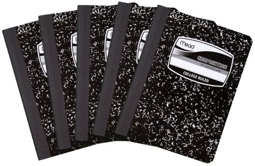 Mead Composition Notebook, College Ruled, 100 Sheets, 5 Pack (72930)