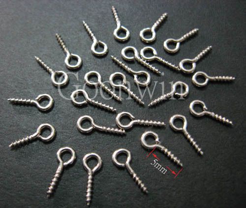 200X ZINC PLATED SMALL EYE SCREW Hooks 5mm Long HDW2