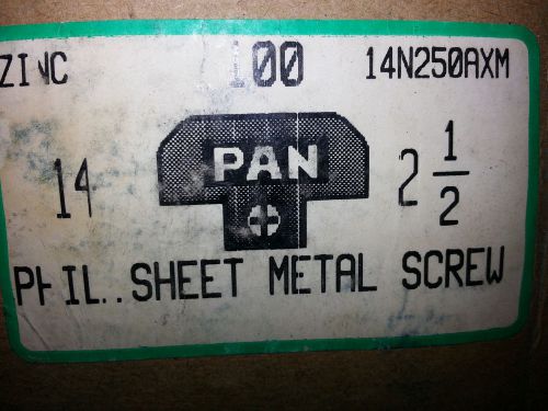 Sheet Metal Screws Zinc Coated Phillips Pan Head #14 x 2-1/2&#034; box of 95