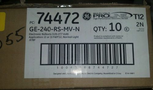 Box of 10 GE Proline T-12   74472  GE-240-RS-MV-N  electronic ballasts