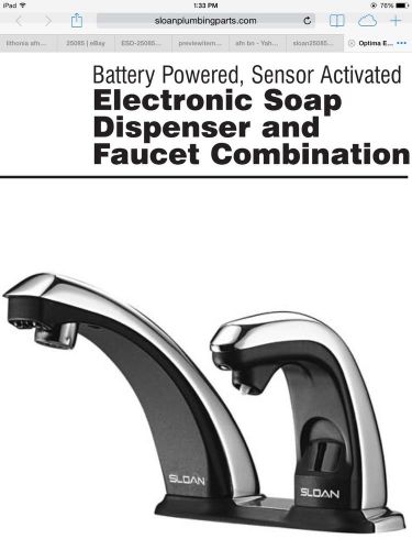 Sloan (esd25085) optima plus sensor activated electronic faucet &amp; soap dispenser for sale