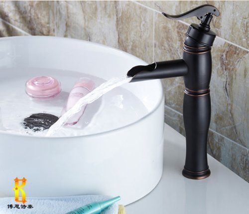 Sink Vessel Bathroom Faucet Oil Rubbed Bronze Waterfall One Hole Basin Mixer Tap