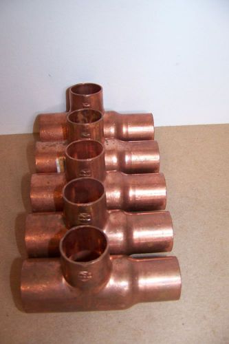 Qty 5  streamline mueller w04056l 1&#034; x 3/4&#034; x 3/4&#034; wrot slip copper tee fittings for sale