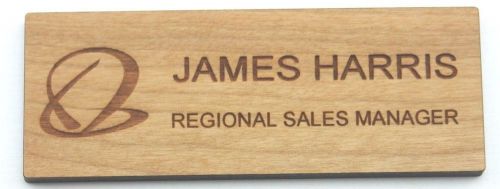 Wooden Name Tags - Laser engraved , with magnetic holder NEW Product, LOW PRICE