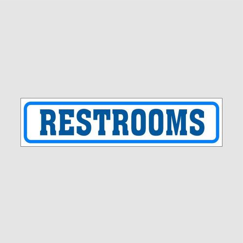 ONE GLOSSY STICKER, RESTROOMS, BLUE + WHITE