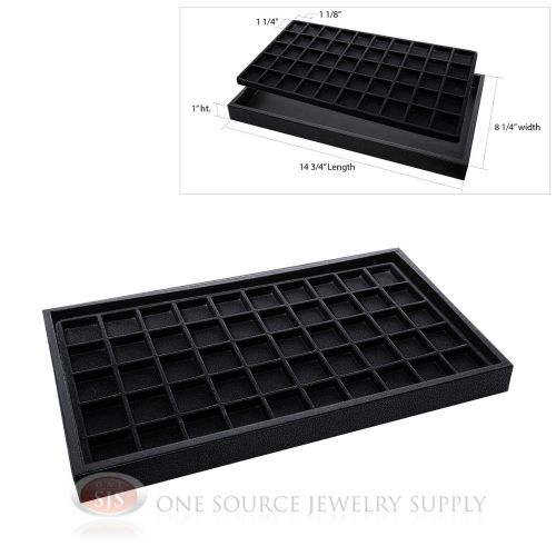 Black plastic stackable tray w/ 50 compartmental black jewelry display insert for sale