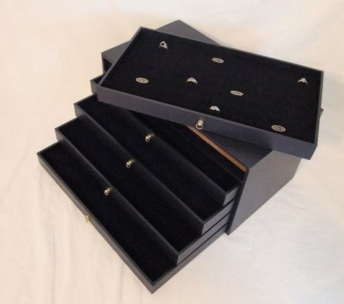 5 Removable Drawer Ring Storage Case Holds 360 Rings W Black Inserts