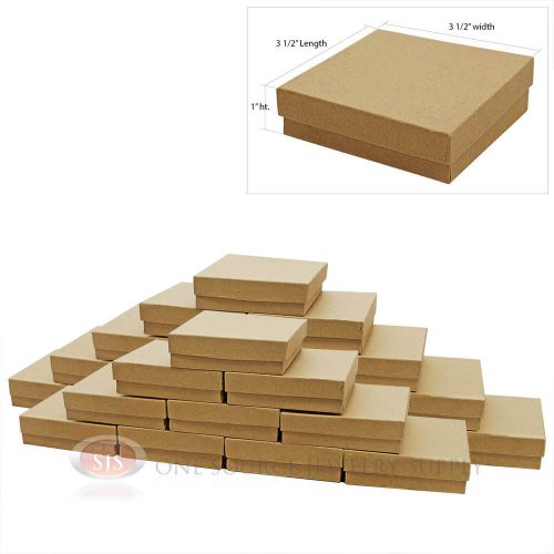 25 kraft cotton filled gift boxes  3 1/2&#034; x 3 1/2&#034; for sale