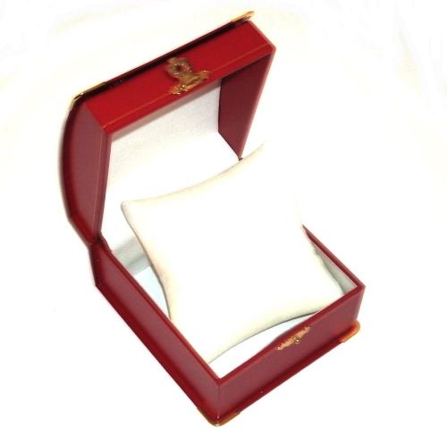 12 Red Domed Leatherette with Brass Accents Watch Jewelry Display Gift Boxes