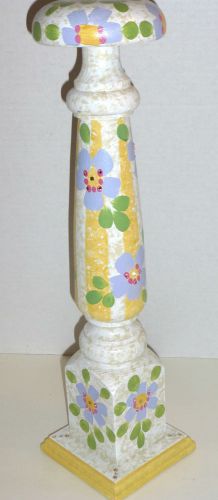 Yellow &amp; Periwinkle Hand Painted Floral &amp; Swarovski Crystal Custom Hat/Wig Stand