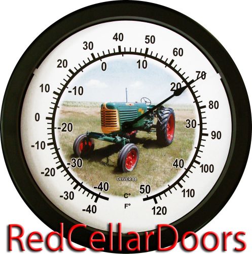 New Vintage Oliver Model 88 Green Tractor 14&#034; Round Thermometer Christmas Gift