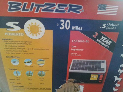 Blitzer Electronic Fence Controller, Solar Powered Model# ESP30M-BL