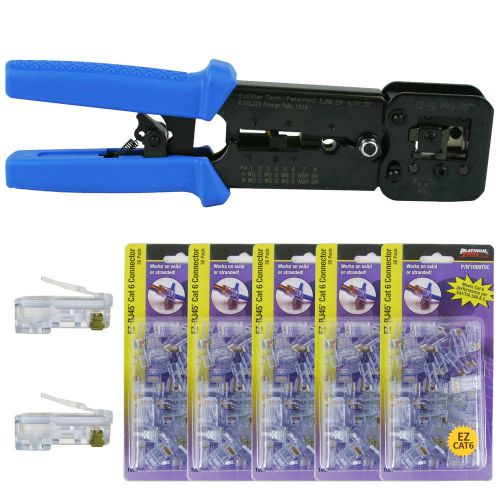 Platinum tools 100054 ez-rjpro hd crimper, ez-rj45 series cat6+ 250 connectors for sale