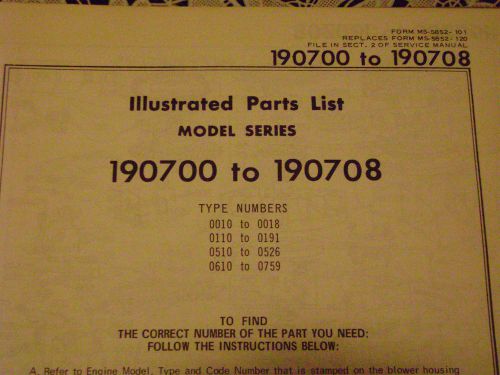 briggs and stratton parts list model series 190700 to 190708